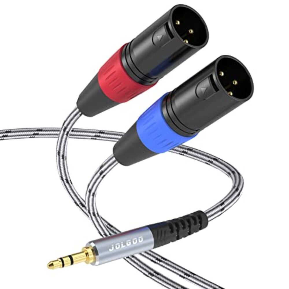 3.5 mm TRS to Dual XLR Male Pro Stereo Breakout Cable 1/8" TRS Stereo to 2 XL.